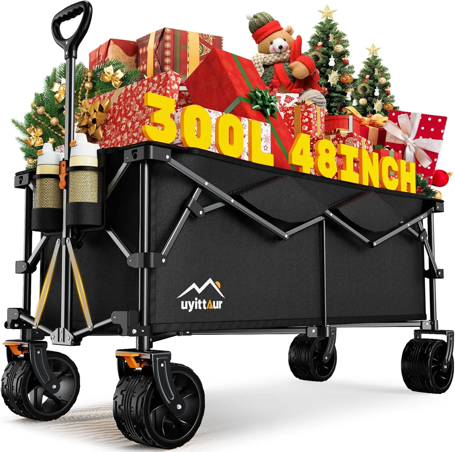 300L Large Folding Wagon, 440lbs Capacity, All-Terrain Wheels for Outdoor Use