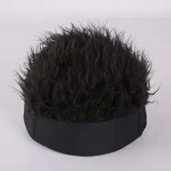 Fashion Hip Hop Cap Women Men Camouflage Beanie with Funny Spiky Fake Hair Wig Vintage Melon Landlord Skull Hat Cosplay Costume