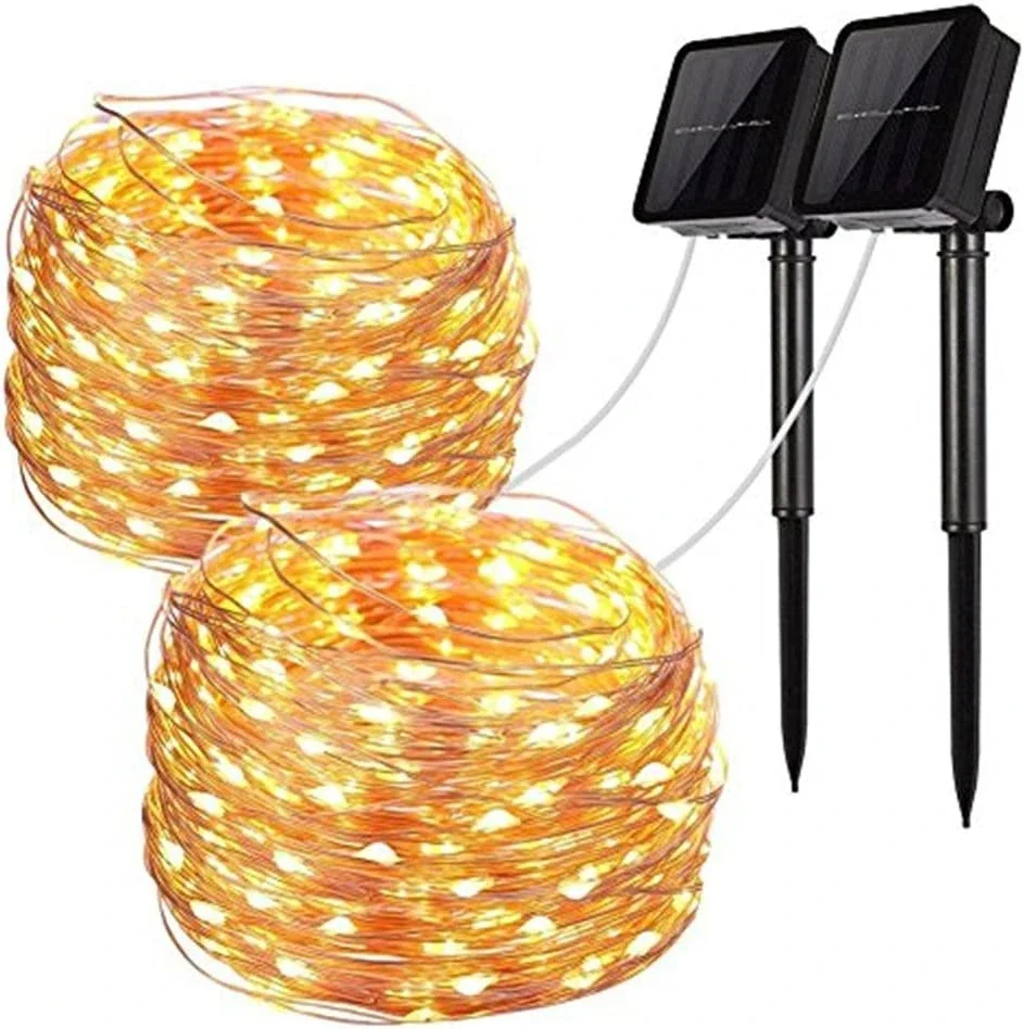 Guirnalda de luces LED solares para jardín, lámpara parpadeante impermeable para Navidad, Patio, árbol, fiesta, 7m, 12m, 22m, 32m