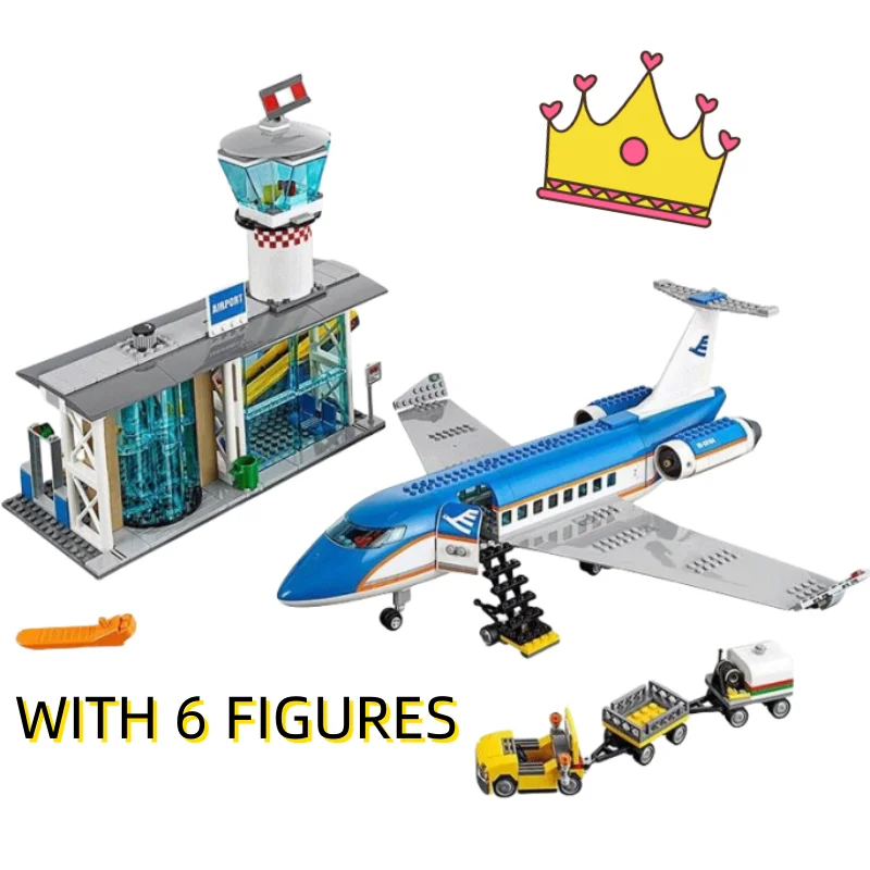 City Series Airport Passenger Terminal Building Blocks Fit 60104 Set Home Decor Model MOC Assemble Bricks Toys For Kids Gifts