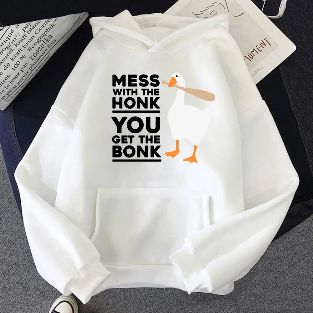 Mess with The Honk Graphic Hoodies Harajuku Sweatshirts Male Hoodie Hot Cartoon Murder Goose Kawaii Men Aesthetic Tops