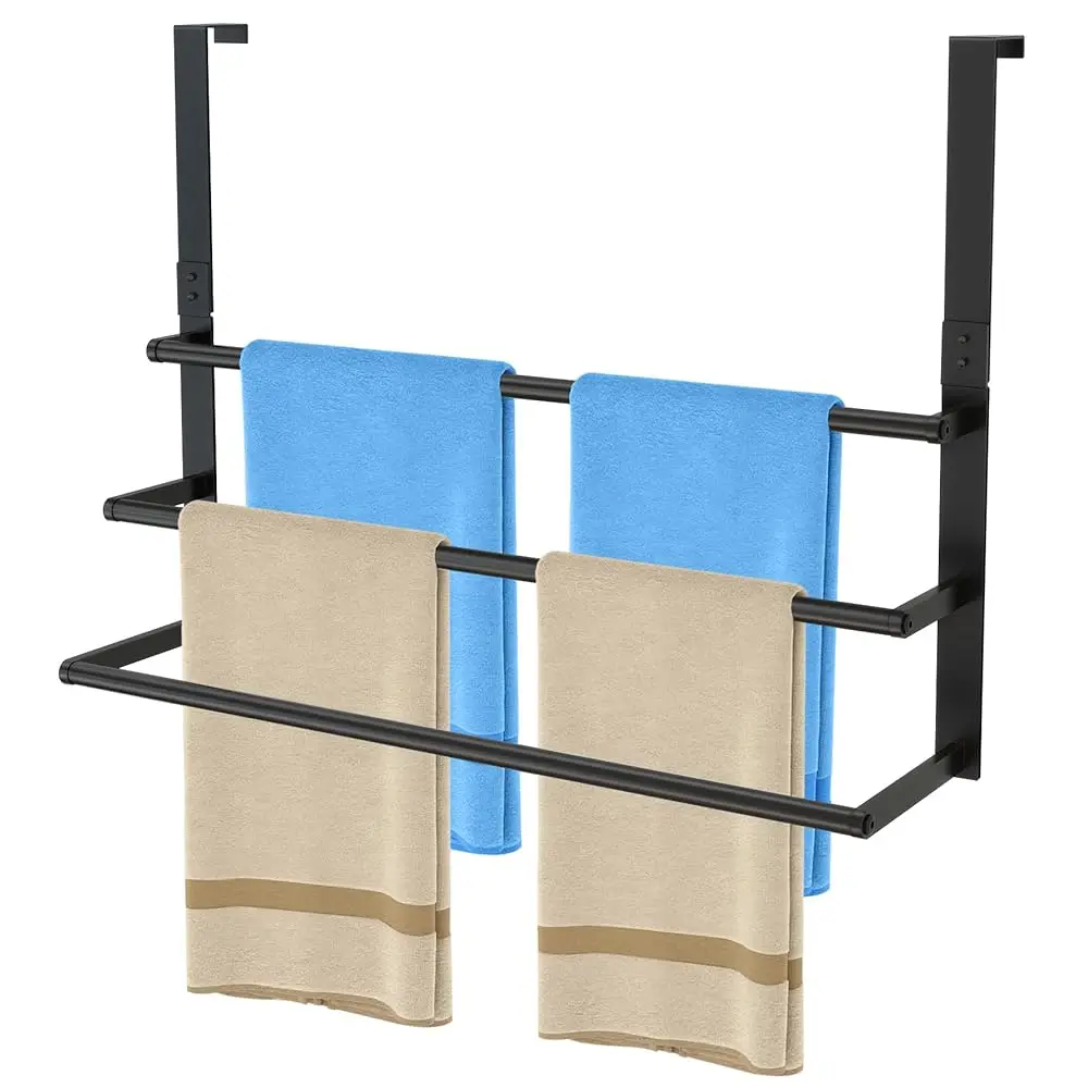 

24Inch Over The Door Towel Rack, Stainless Steel DOKU Door Towel Hanger, Over Door Towel Holder with 3 Tier Towel Bars, Matte