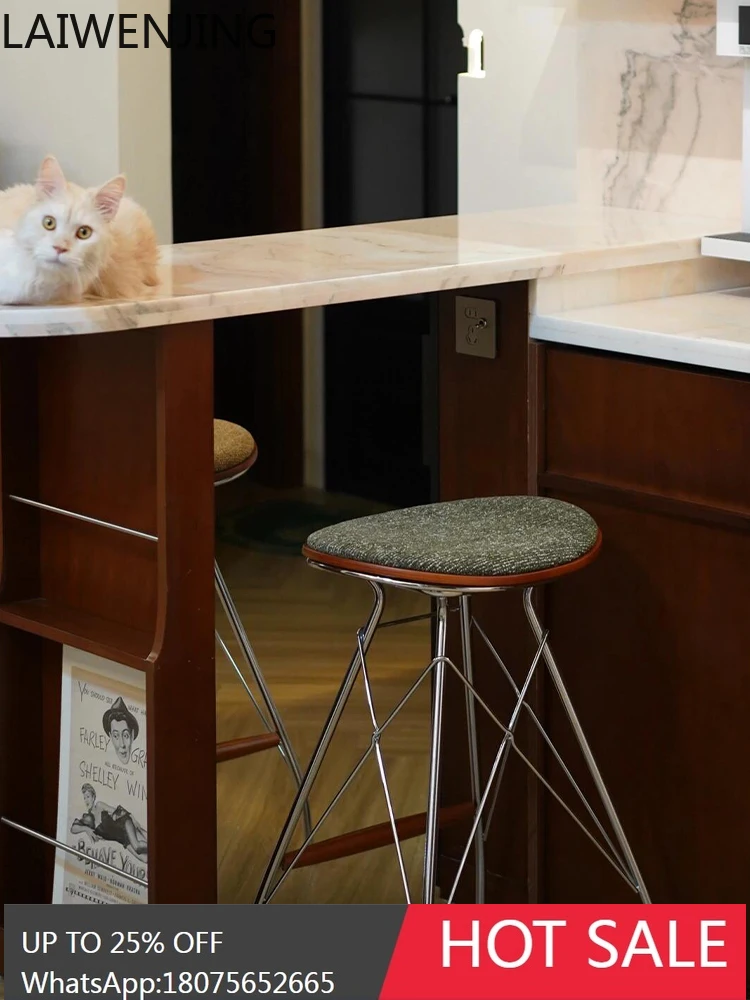 كرسي بار من الحديد المطاوع الناعم مقعد مرتفع الحد الأدنى مسند ظهر شمالي غير رسمي #2