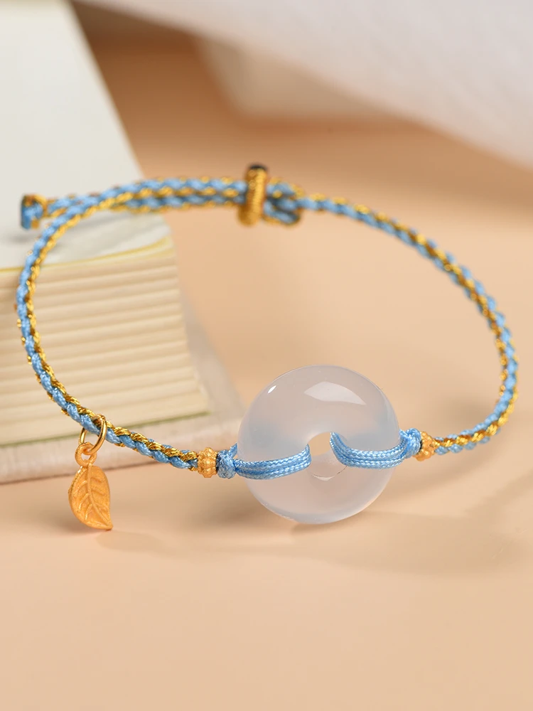 White Chalcedony Bracelet Female Lychee Jelly Carrying Strap