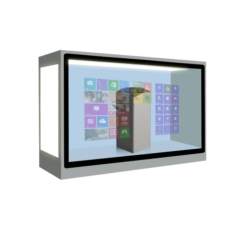 Wholesale 86 inch lcd HD android touch screen 3D transparent display cabinet box