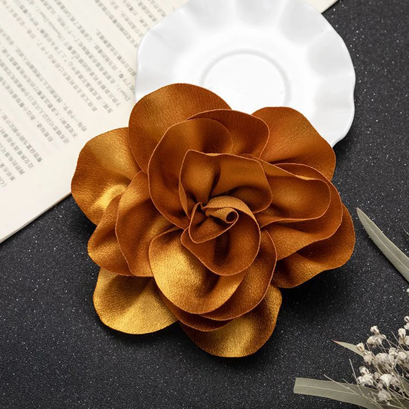 Fashion Large Flower Brooch Colorful Satin Fabric French Flower Brooch Handmade Suit Sweater Coat Decor Pins Brooches