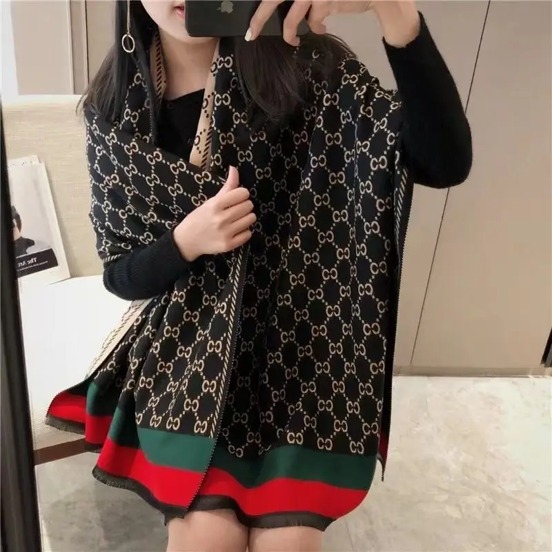 جديد دافئ فاخر الكشمير وشاح المرأة عادي اللون شال أنيق ويلتف السيدات بطانية فولارد الشتاء الباشمينا باندانا Bufanda