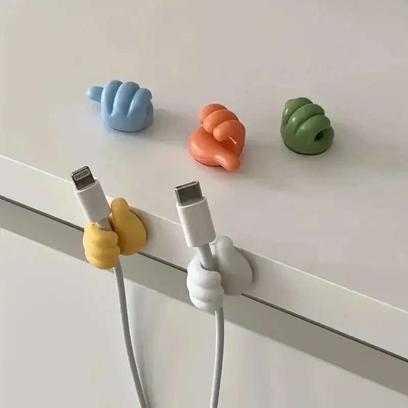 10/20/30/40Pcs Thumb-Shaped Cable Organizer Storage Clips No-Drill Adhesive Hooks Plastic Perfect for Charging Cables Cord Holde