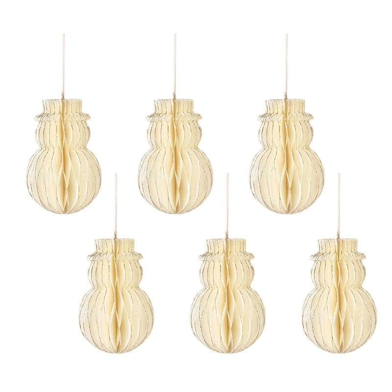 

6Pcs Snowman Honeycomb Ornament for Christmas Tree Stylish Paper Pendant Easy Install Festives Hanging Decoration