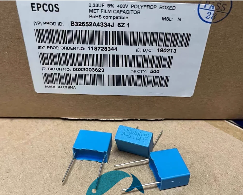 

30pcs/lot Original EPCOS film capacitor B32652A4334J 0.33UF 400V 5% P15 17.6x8.2x13.9mm free shipping