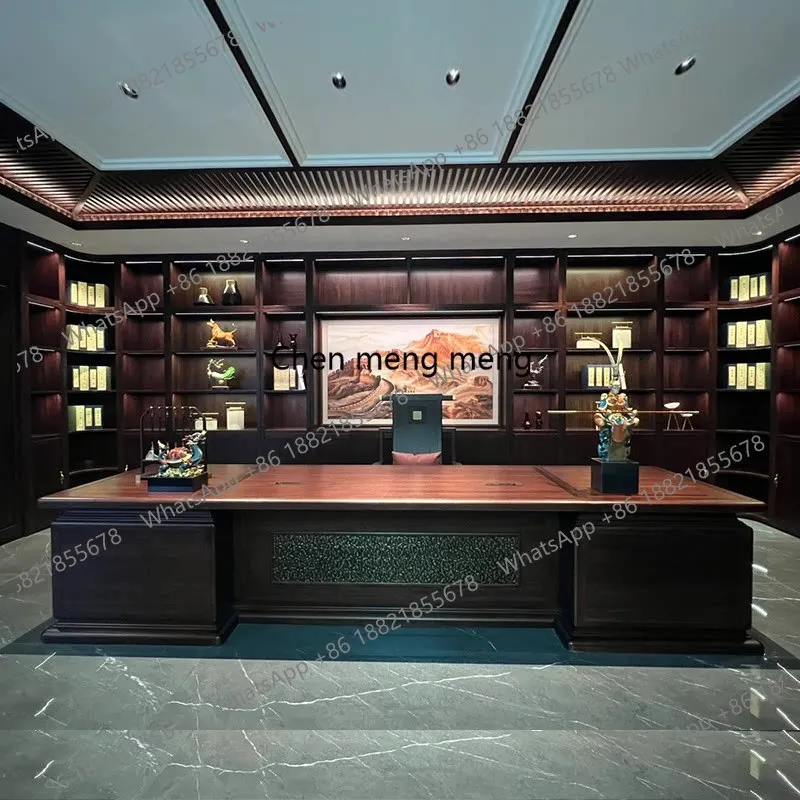 

New Chinese-style ebony desk all solid wood atmosphere President's office desk furniture