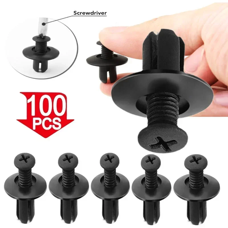 50/1000pc 8mm Plastic Rivets Fasteners Screw Car Bumper Fender Black Rivet Car Fastener Clips for Toyota Focus Kia Nissan Yamaha