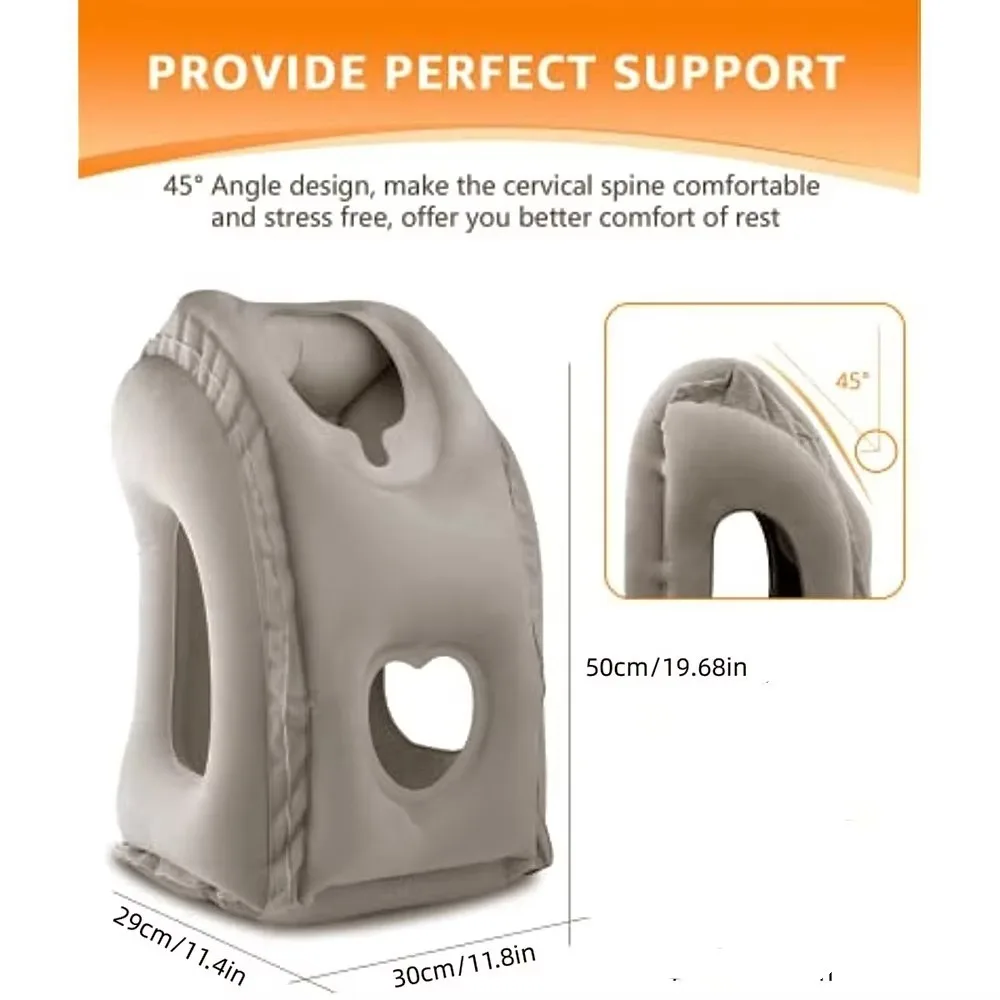 Upgraded Inflatable Travel Pillow Air Cushion Headrest with Chin Support for Airplane Car Office Neck Nap Resting Cushions gallery 4