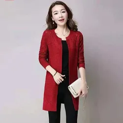 Cárdigan de punto calado de manga larga para mujer, suéter de otoño, Tops para mujer, cárdigans informales de ganchillo, prendas de punto, ropa femenina G2717