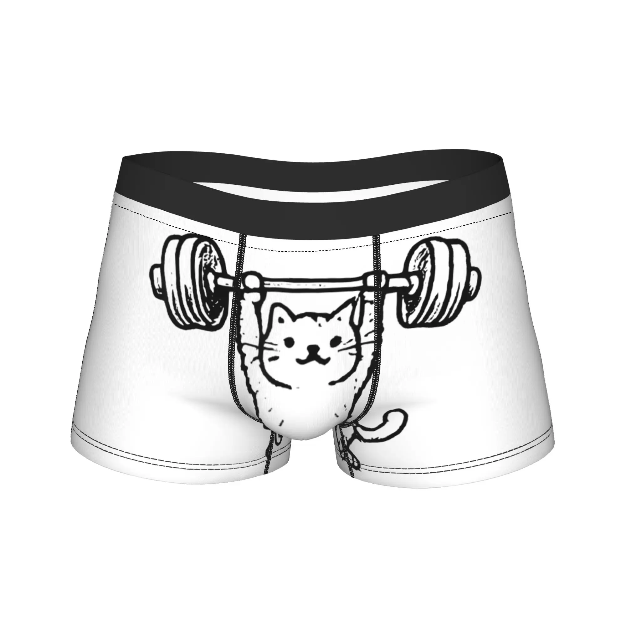 

Vintage Retro Weight Lifting Gym Cat Deadlift Funny Trunk 3D Pouch Underwear Hot Sale Design Boxer Brief Males Underpants