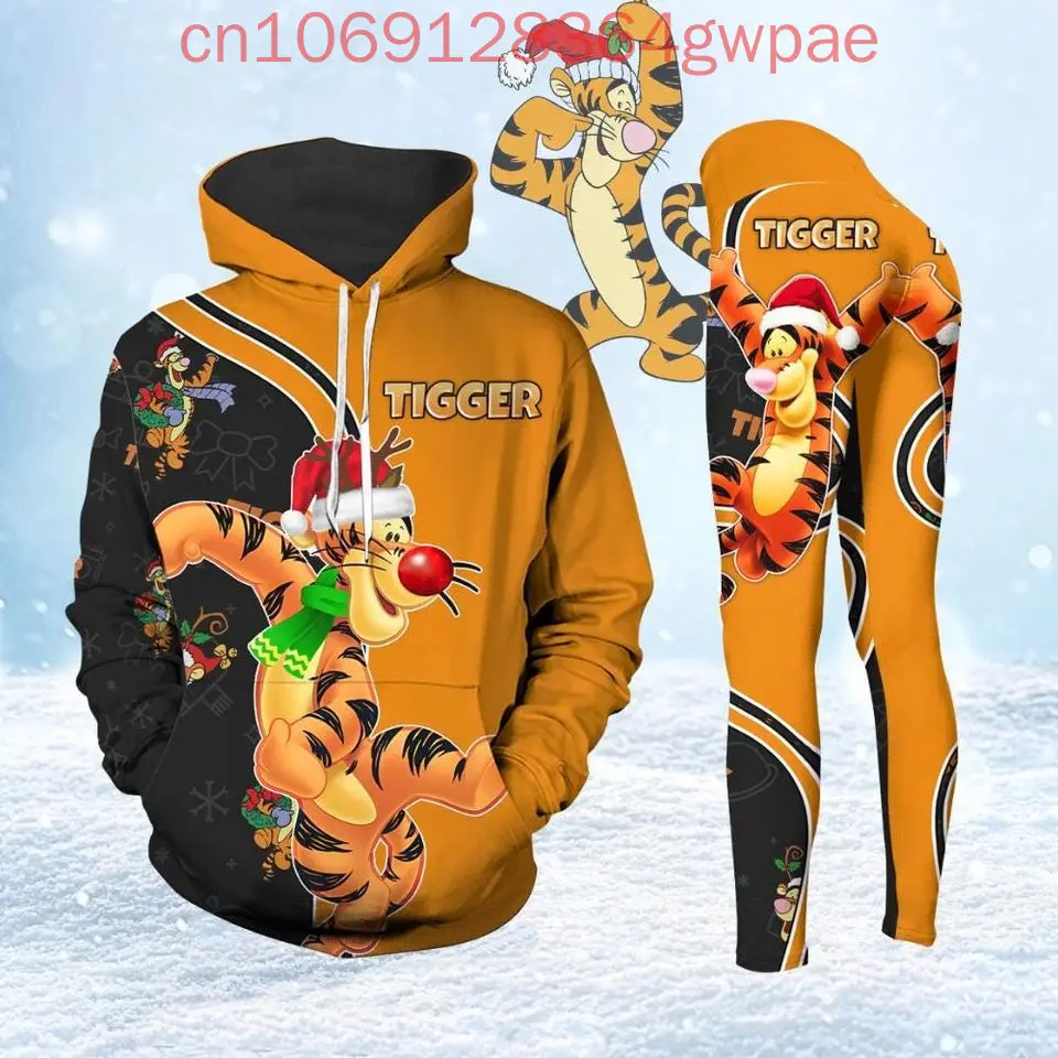 Disney Tigger Christmas Hoodie and Leggings Yoga Set Women's Winnie the Pooh Hoodie Yoga Pants Sweatpants Fashion Tracksuit Set