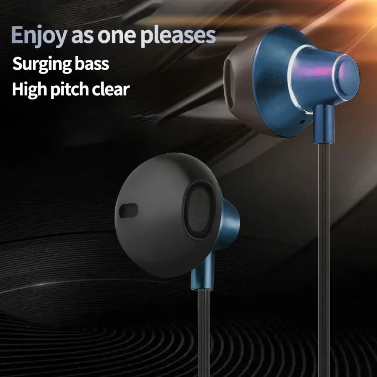 

Metal Flat Bass Stereo Earphones with Maitong Wire Control for Enhanced Sound Quality and Comfortable Fit