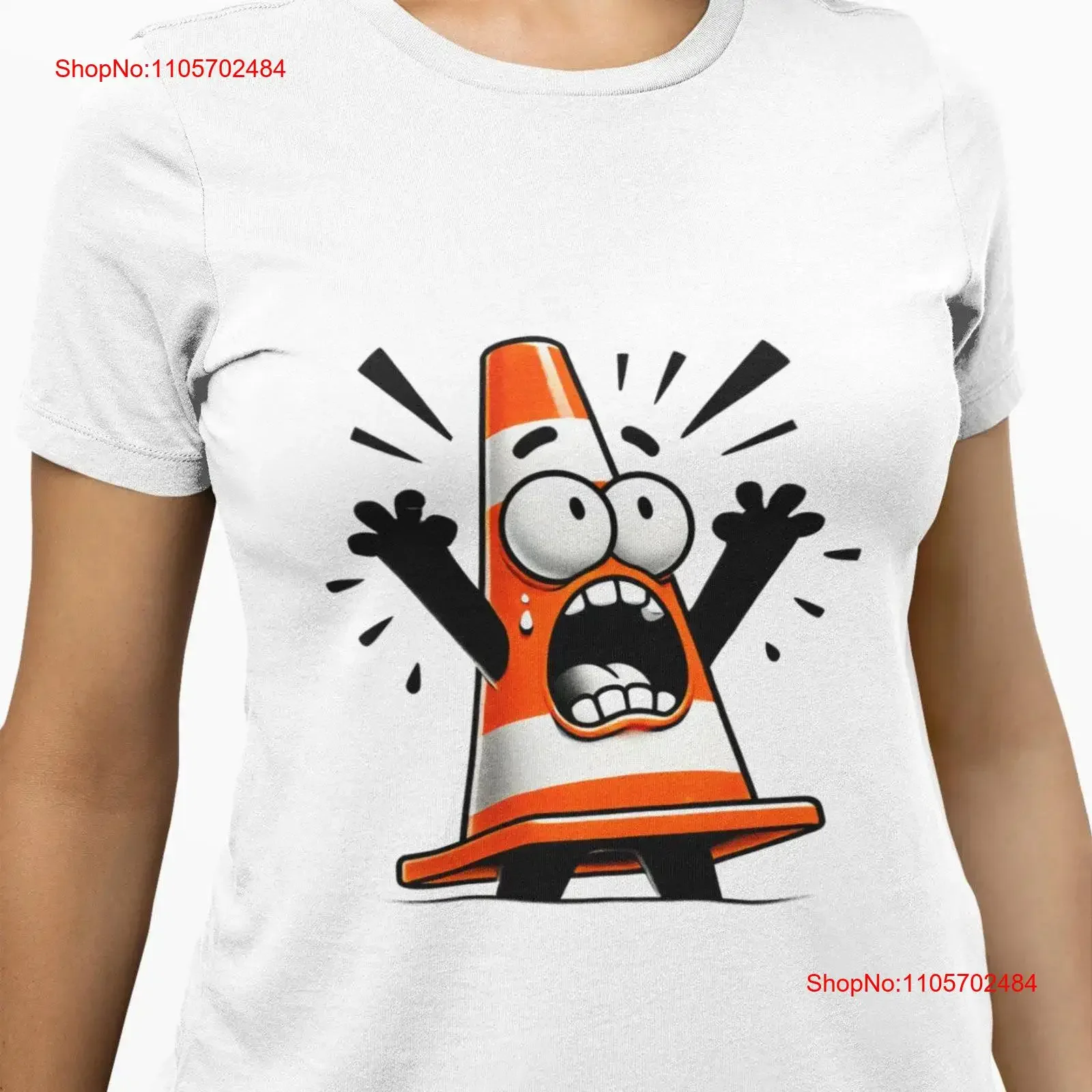 Scared Traffic Cone T Shirt Quirky Cartoon Road Work Humor Unique Top Idea for Lovers vintage Washed Stretched homme Stylish