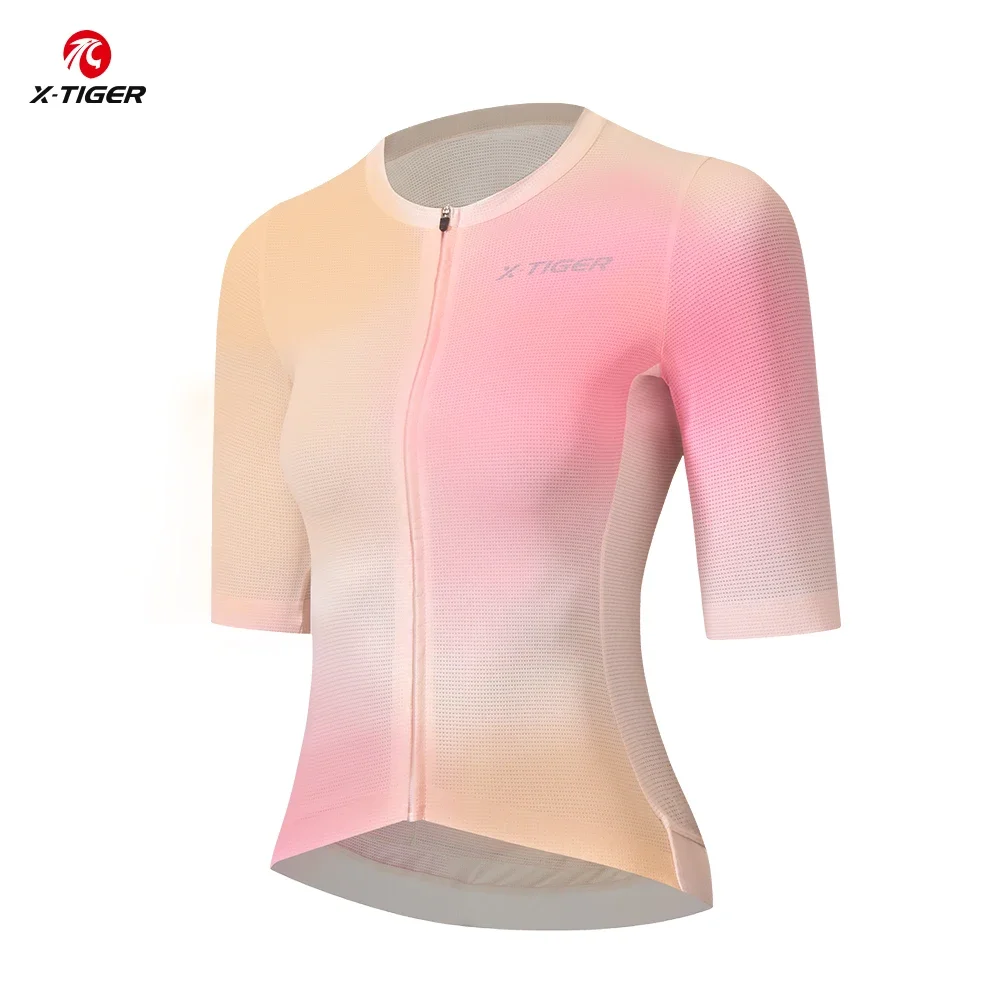 

X-TIGER Women Cycling Jersey Outdoor Cycling Breathable Quick-drying Short Sleeve Pro High Elastic Fabric Bicycle Shirt Fashion