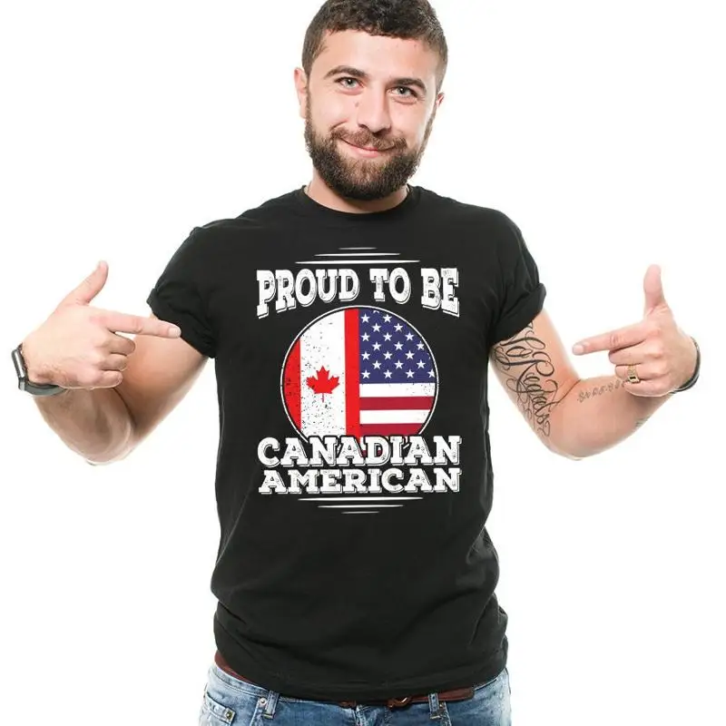 

Canadian American T Shirt For Him Canada Flag Diaspora Heritage