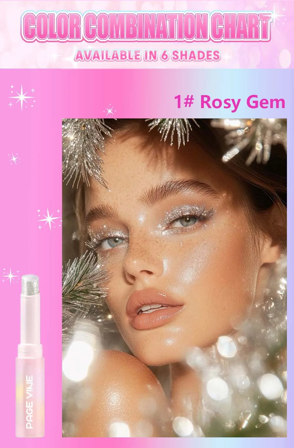 6-color eyeshadow stick set - highlighter with pearlescent glitter and matte effect, waterproof long-lasting makeup, no smudging