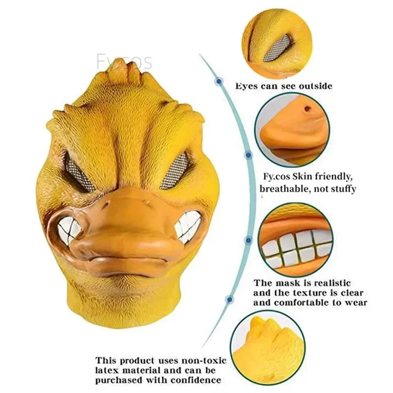 Halloween Costume Yellow Duck Head Party Animal Mask Cosplay Prop Latex Masks Green Fish Mask Funny Duck Bill Realistic Masks