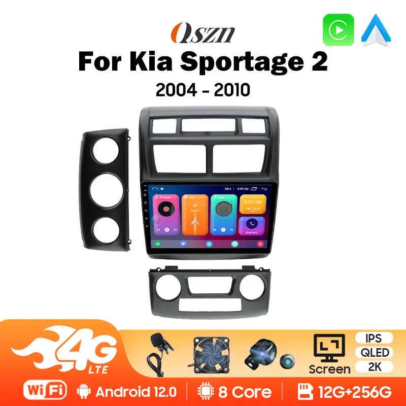 QSZN Android 12 Car Radio For Kia Sportage 2 2004 2005 2006 2007 2008 2009 2010 Android Auto Multimedia Player Stereo BT 2din