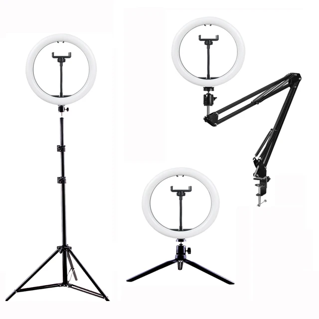 Selfie Ring Light Portable Photography LED Ring Lamp With Mobile Holder Stand Round for Phone Smartphone Live Ringlight Tripod