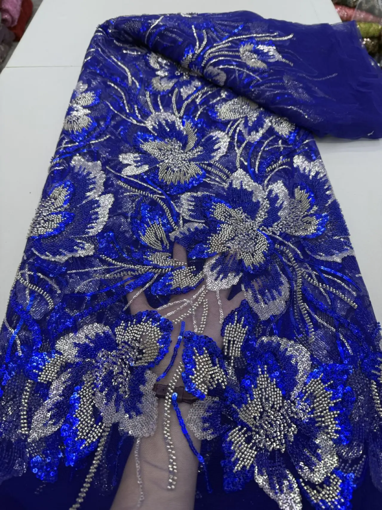 

2025 новейшее высокое качество в африканском нигерийском стиле с тюлем, кружевная ткань, гипюровая вышивка, платья с блестками, 5 ярдов, JY462