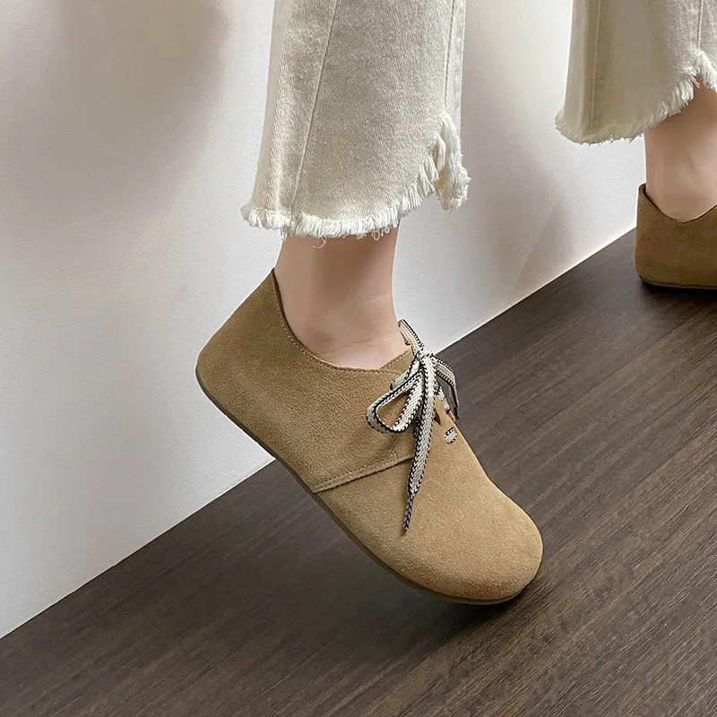 أحذية جديدة للنساء من الجلد الطبيعي أحذية مسطحة على طراز Birken أحذية قارب للفتيات أحذية قطيفة سهلة الارتداء #4