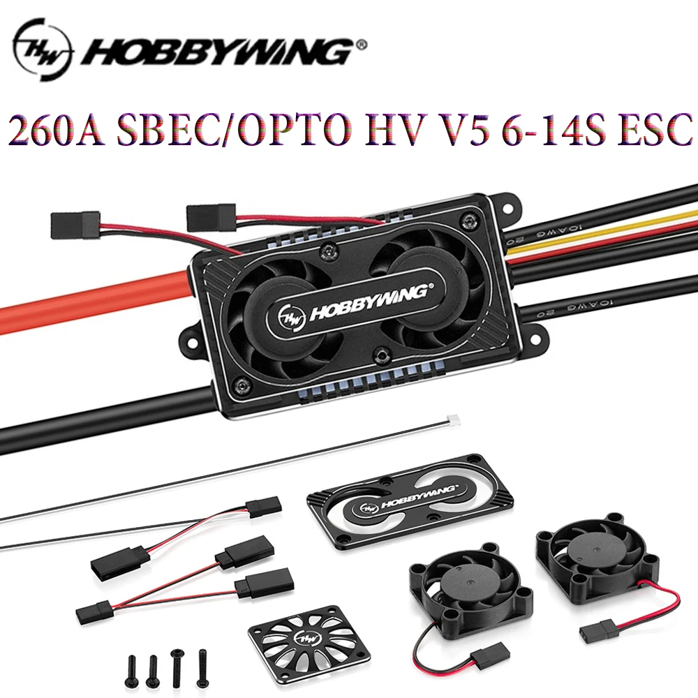 

HOBBYWING Platinum 260A SBEC/OPTO HV V5 ESC with Heat-sink 6-14S Multiple protections for 700-800 Electric Helicopter/Fixed-wing