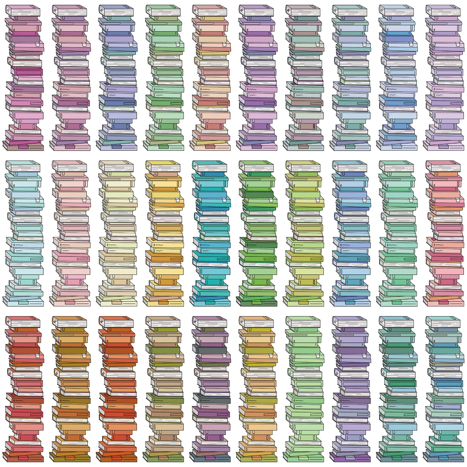 30Pcs/Set Cute Stacked Books Bookmark Stickers, Creative Book Reading Markers for Kids Students Teachers Kawaii Stationery Gifts