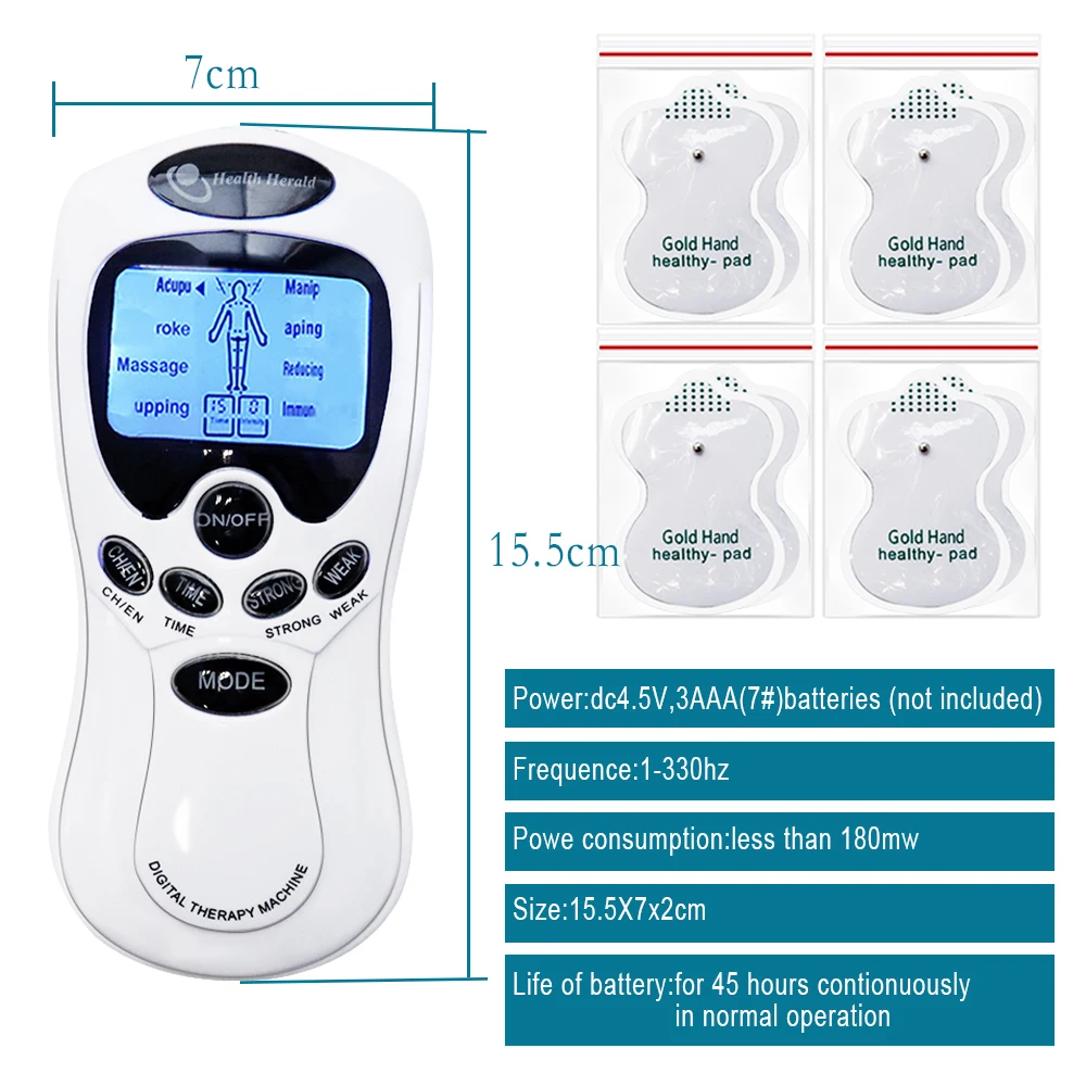 8 Modes Adjustable Digital Low‑Frequency TENS EMS Muscle Stimulator Gentle Body Massage Unit Neck Back Shoulder Full Body Relax