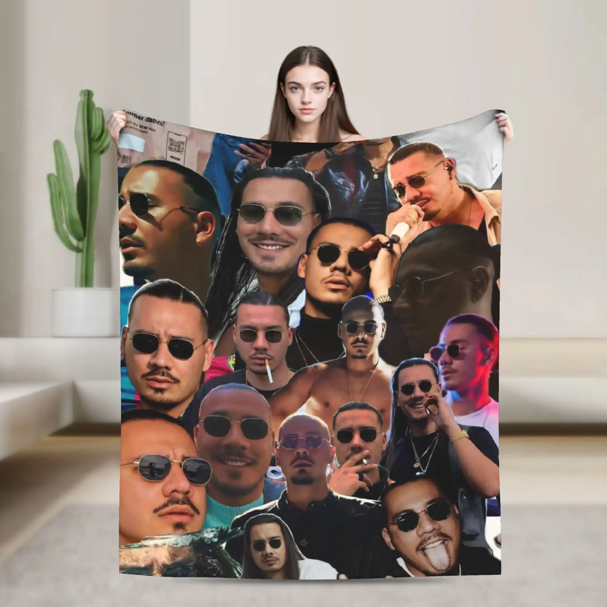 Apache207 Rapper Printed Blanket For Men Women Super Soft Cozy  Throw Blankets for Living Room 50x60 Inches Multiple Sizes