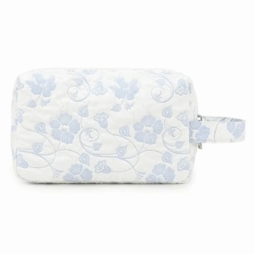 2-in-1 Baby Diapers Storage Pouch Flower Pattern Wide Opening Baby Toiletry Organizers with Handle Portable Diaper Holder