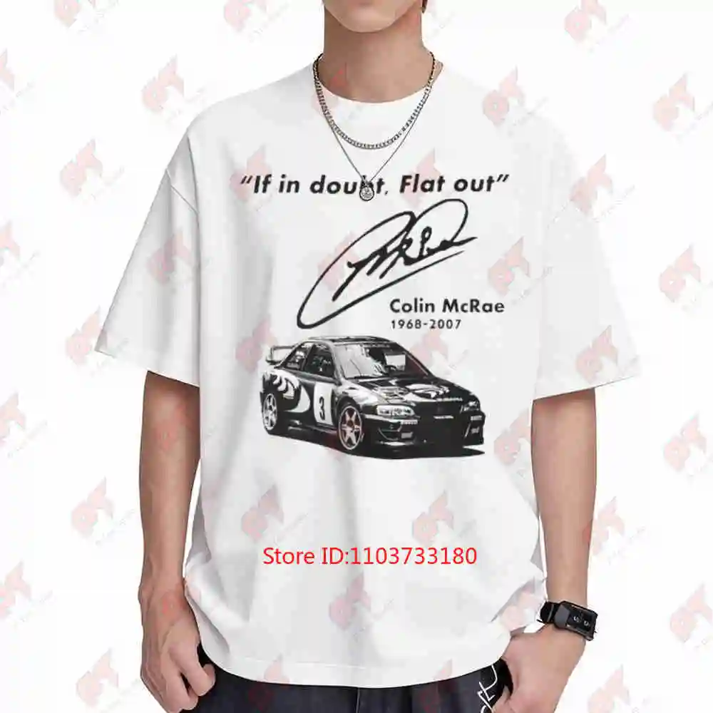 Black Rally If In Doubt Flat Out Colin McRae Short Sleeve Tee 100% Cotton T-Shirt