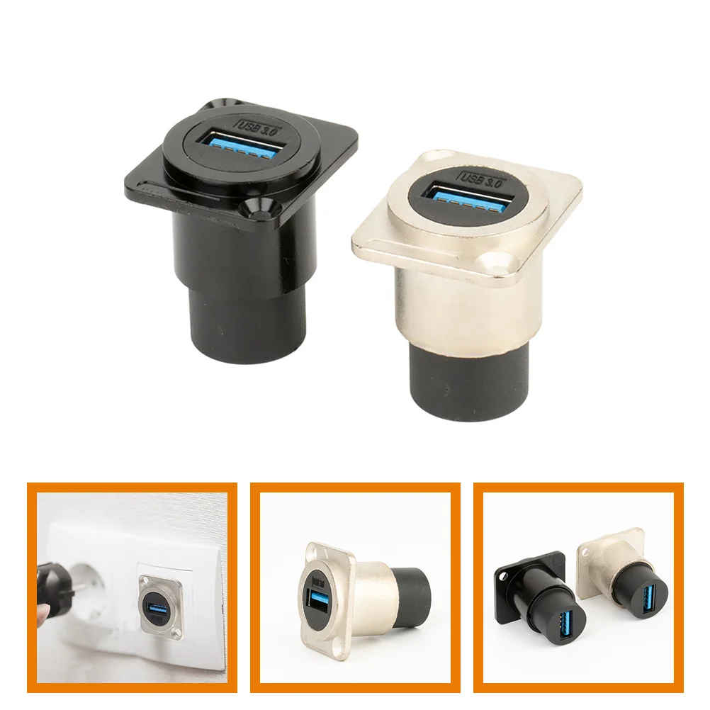 

2Pcs USB3.0 Straight Fixed Panel Sockets Black Silver Female to Female Adapter for Data Transfer USB Connector