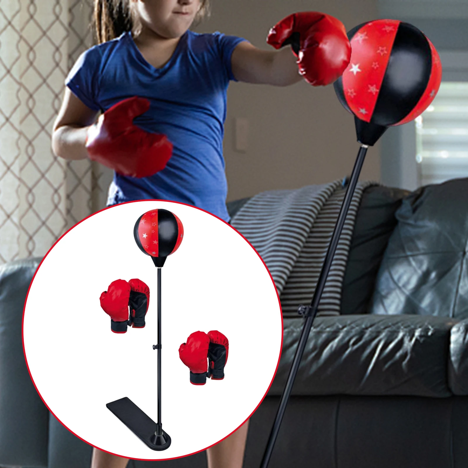 Kids Punching Bag with Stand, Adjustable with Gloves Sport for Adults Fitness Gift Adjustable Height Stand fitness Tumbler Agili