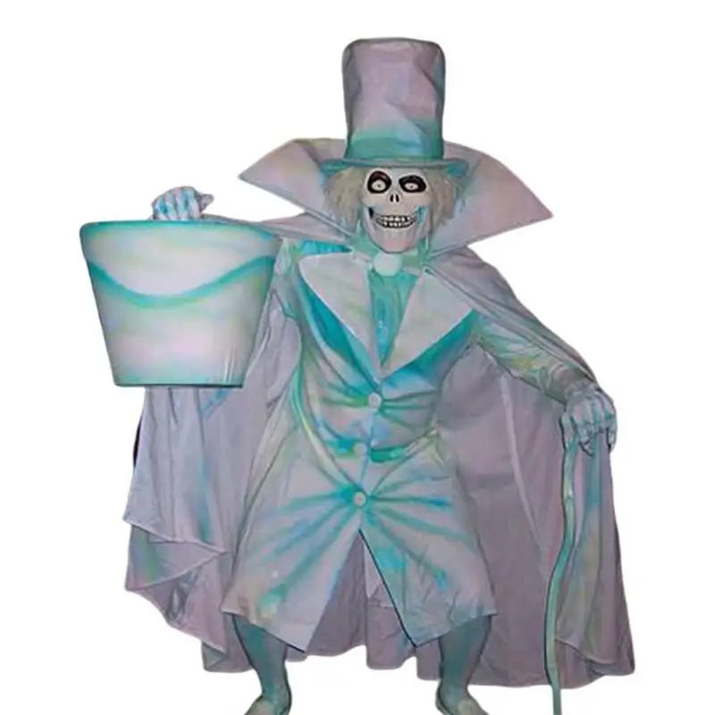 Skeleton Man With Bucket Resin Spooky Ornaments Ew Hat Box Ghost Resin Ornaments Sculpture For Halloween Courtyard Crutche Decor