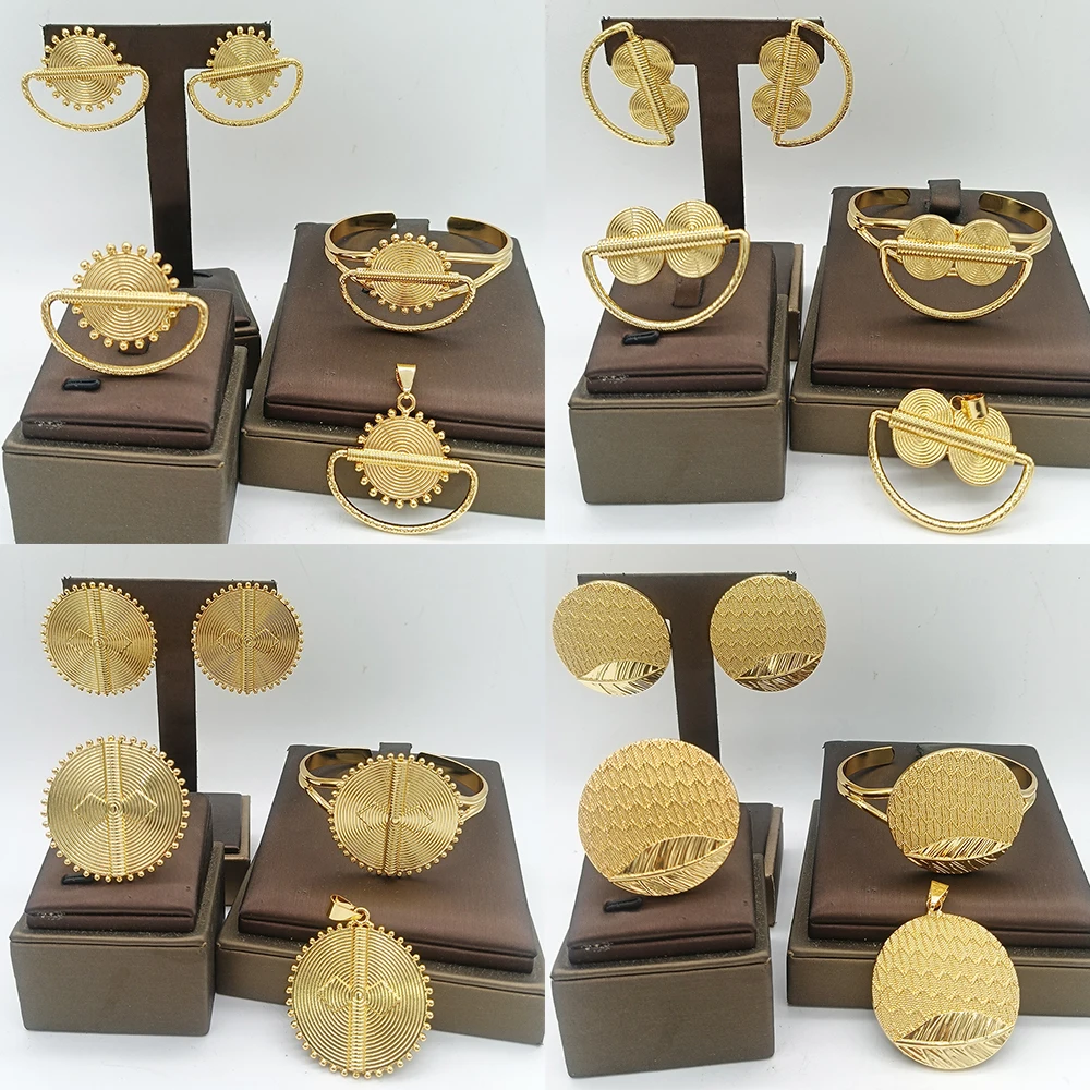 YM 4 Sets African Map Pendant Jewelry Set Gold 3