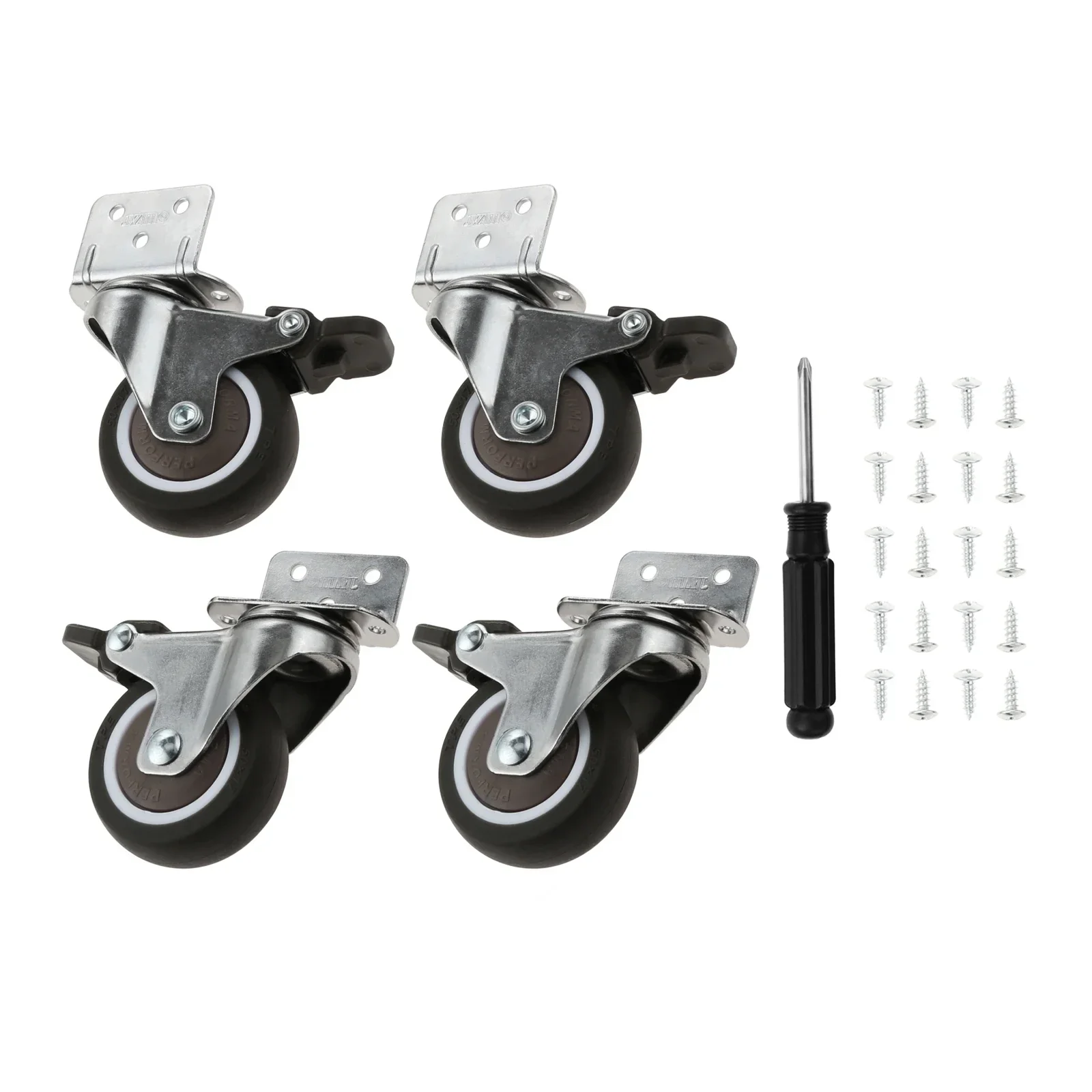 

4Pcs L-Shaped Furniture Castors with Brakes 50mm for Heavy Duty Transport Castors Flower Stands Cribs Cabinets Table Beach Chair