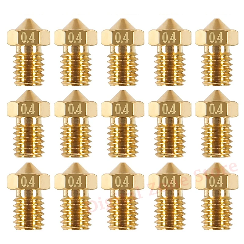 15Pcs 0.4mm E3D V5 V6 Extruder Nozzles Brass for 3D Printer 1.75mm Filament