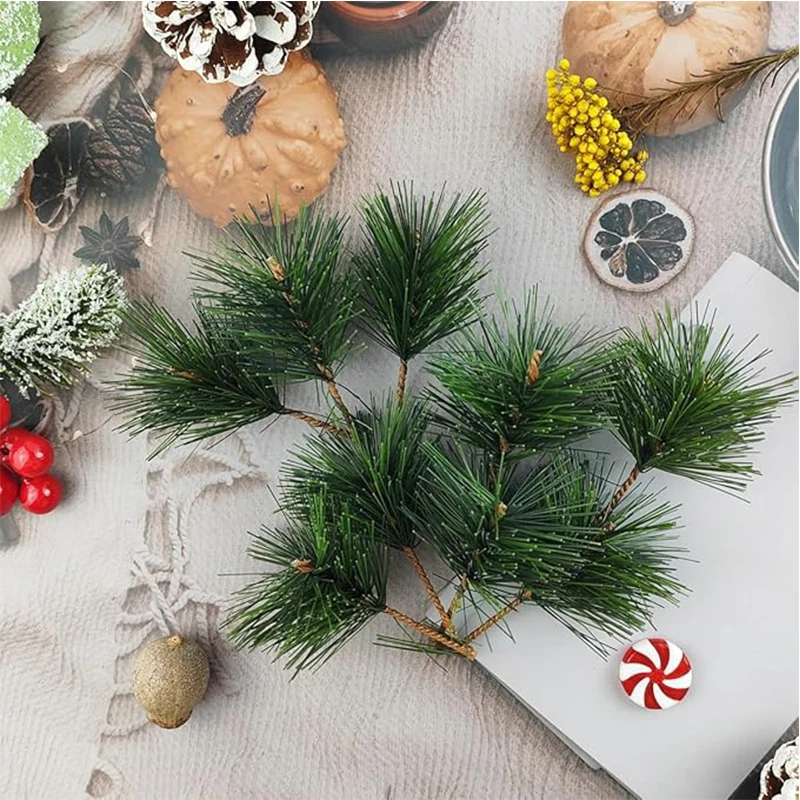 30/50 Stück künstliche Tannennadel, 11 cm Zweig, grüne Pflanze, Tannennadel für Garten, Party, Heimdekoration, DIY, Weihnachten, Hochzeit, Dekoration – Detail 4