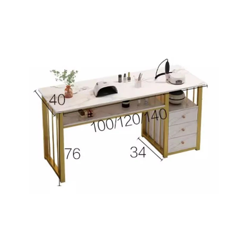 Nordic Luxury Nail Tables Salon Furniture Modern Nail Shop Table And Chair Set Single Double Professional Manicure Tables T K
