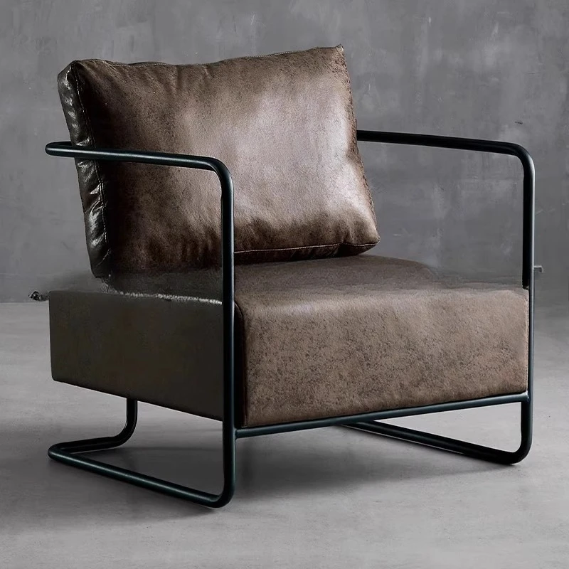 

Barber shop sofa waiting chair wrought iron sofa chair retro industrial style light luxury hair salon customer waiting sofa