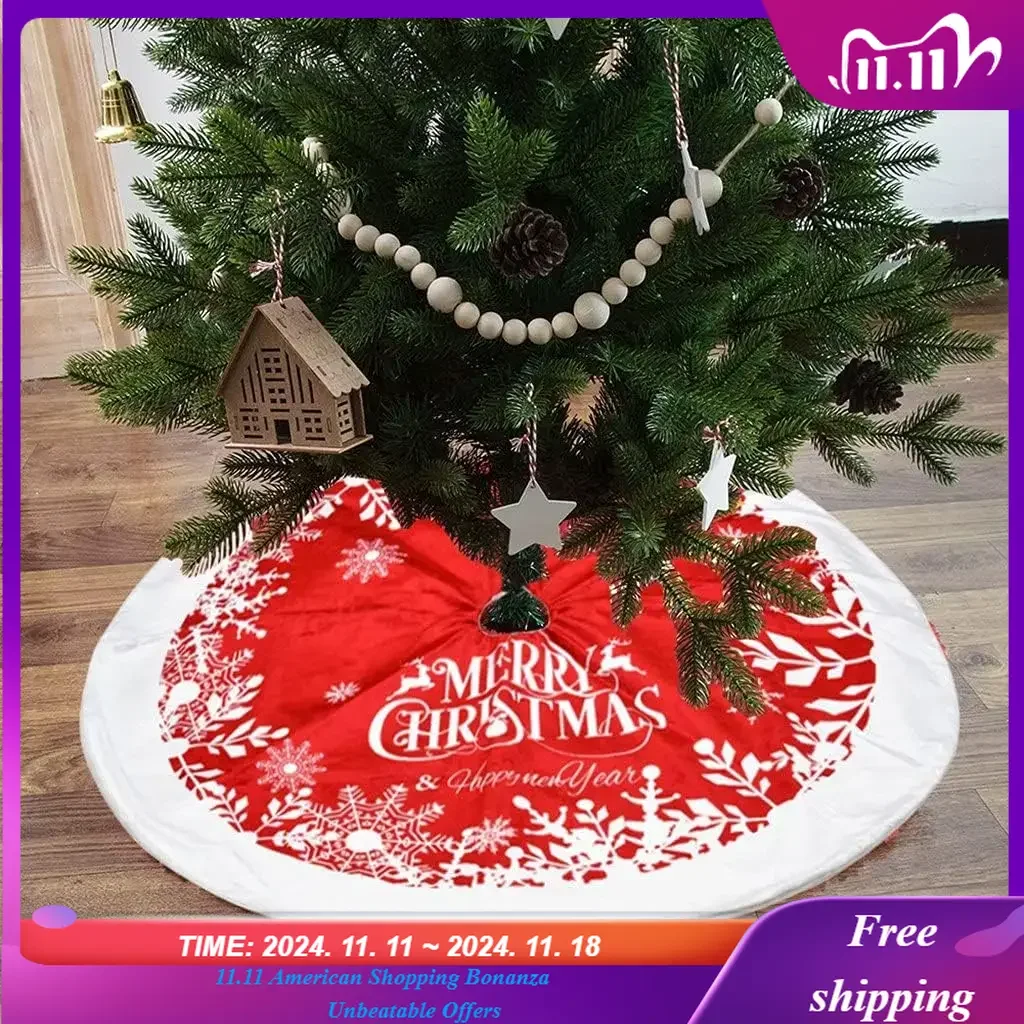 

Christmas Tree Skirt Printed Cloth Xmas Carpet Atmosphere Mat Home Household Party New Year Decoration