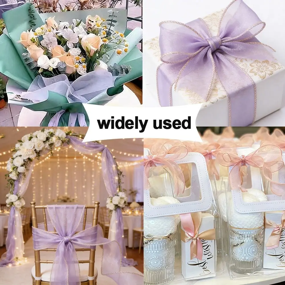 4cm Width Organza Ribbon Wired Design 10 Yards Length Solid Color Ribbon Yarn Material Satin Texture Fishtail Ribbon DIY Craft