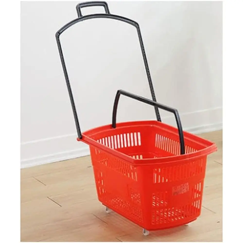 

Красная портативная тележка для покупок с большой вместимостью и колесами — идеальна для школы, дома и офиса