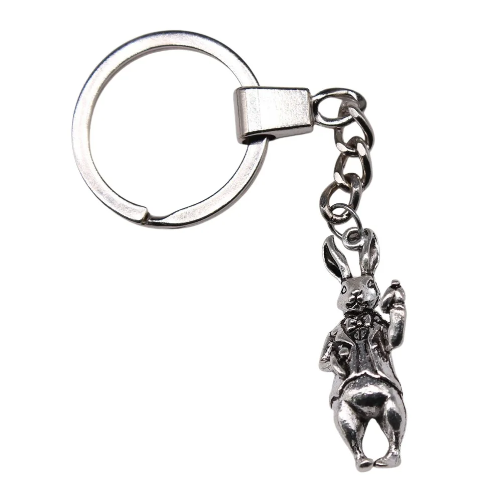 Dropshipping Souvenirs Gift Men Keychain 2 Colors 36x15mm 3D Rabbit Pendant Keyring