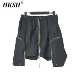 HKSH Summer RO Style Fashion Dark Beach Personalized Casual Shorts Normal Crotch Zipper Split Pants Punk Tactical Capris HK1272
